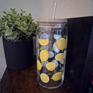 Summer Lemonade Can Glass Cup 20oz Fruit Aesthetic Iced Coffee Zesty Kitchenware